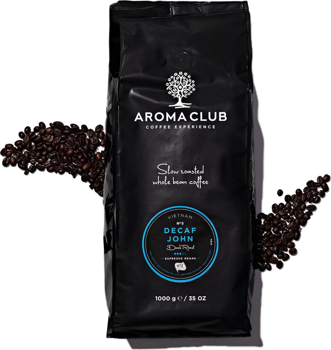 Aroma Club - Cafeïnevrije Koffiebonen 1KG - No. 5 Decaf John - Koffie Intensiteit 3/5 3 Aroma Club - Cafeïnevrije Koffiebonen 1KG - No. 5 Decaf John - Koffie Intensiteit 3/5