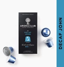 Aroma Club - Nespresso Compatible Capsules (120 St.) - No. 5 Decaf John - Intensiteit 3/5 - Decaf - 100% Aluminium Koffiecups -Koffiehuis 1149x1200