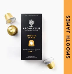 Aroma Club - Nespresso Compatible Capsules (120 St.) - No. 2 Smooth James - Intensiteit 3/5 - Espresso & Lungo - 100% Aluminium Koffiecups 12 Aroma Club - Nespresso Compatible Capsules (120 St.) - No. 2 Smooth James - Intensiteit 3/5 - Espresso & Lungo - 100% Aluminium Koffiecups -Koffiehuis 1160x1200