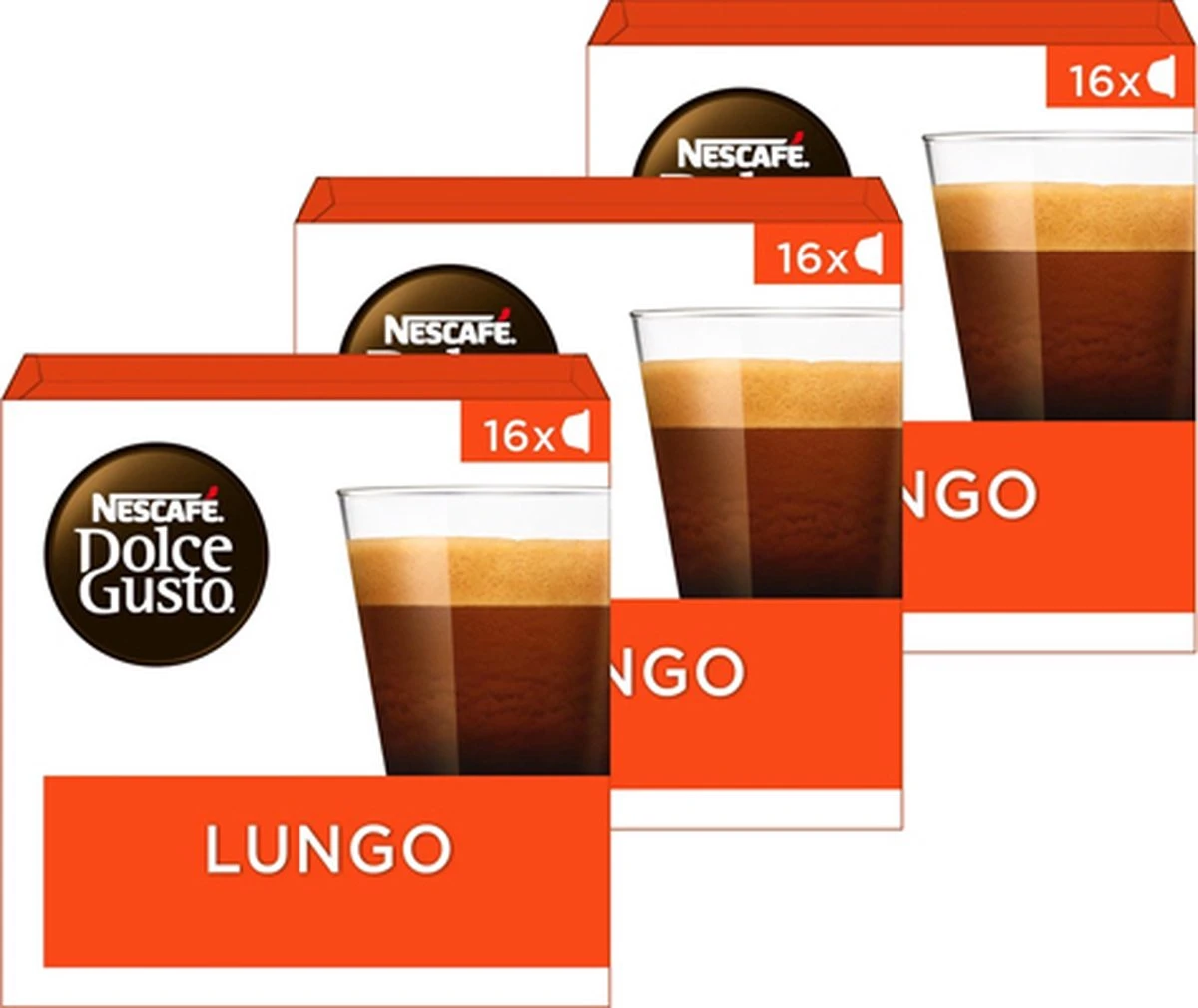 NESCAFÉ Dolce Gusto Lungo Koffie - 3 X 16 Cups 3 NESCAFÉ Dolce Gusto Lungo Koffie - 3 X 16 Cups