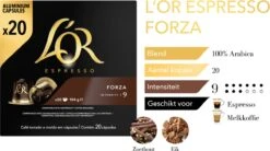 L'OR Espresso Forza Koffiecups - Intensiteit 9/12 - 10 X 20 Capsules 20 L'OR Espresso Forza Koffiecups - Intensiteit 9/12 - 10 X 20 Capsules -Koffiehuis 1200x669