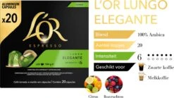 L'OR Lungo Elegante Koffiecups - Intensiteit 6/12 - 10 X 20 Capsules -Koffiehuis 1200x677