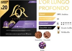 L'OR Lungo Profondo Koffiecups - Intensiteit 8/12 - 10 X 20 Capsules -Koffiehuis 1200x852