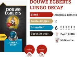 Douwe Egberts Lungo Decaf Koffiecups - Intensiteit 6/12 - 10 X 10 Capsules -Koffiehuis 1200x895