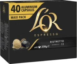 L'OR Espresso Ristretto Koffiecups - Intensiteit 11/12 - 4 X 40 Capsules -Koffiehuis 1200x989 1