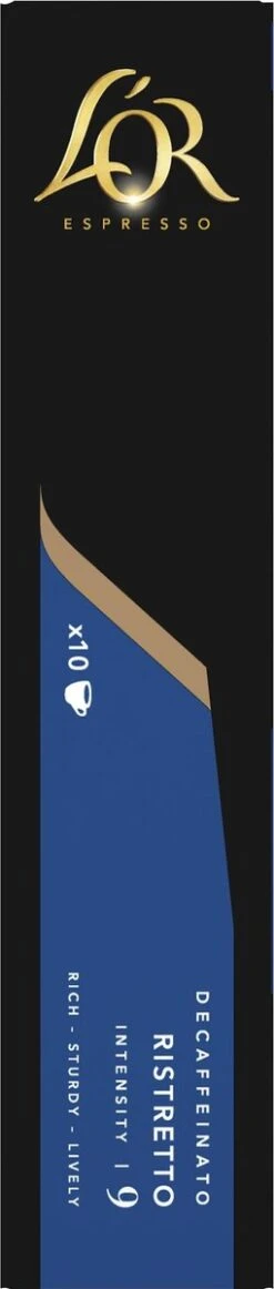 L'OR Espresso Ristretto Decaffeinato - Intensiteit 9/12 - 10 X 10 Capsules 15 L'OR Espresso Ristretto Decaffeinato - Intensiteit 9/12 - 10 X 10 Capsules -Koffiehuis 255x1200 9