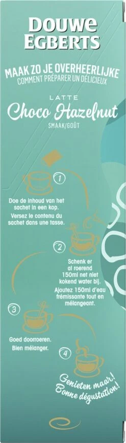 Douwe Egberts Latte Choco Hazelnut Oploskoffie - 5/9 Intensiteit - 5 X 8 Zakjes -Koffiehuis 343x1200 5