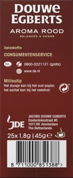 Douwe Egberts Aroma Rood Sticks Oploskoffie - 6 X 25 Zakjes -Koffiehuis 492x1200