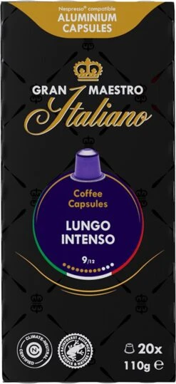 Gran Maestro Italiano - Lungo Intenso - Koffiecups - Nespresso Compatibel Capsules - Krachtige Smaak - 6 X 20 Cups -Koffiehuis 550x1200 2