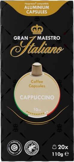 Gran Maestro Italiano - Cappuccino - Koffiecups - Nespresso Compatibel Capsules - Intense Smaak - 6 X 20 Cups -Koffiehuis 551x1200