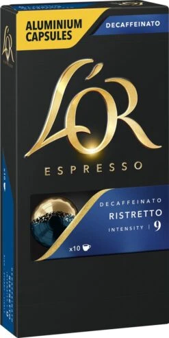 L'OR Espresso Ristretto Decaffeinato - Intensiteit 9/12 - 10 X 10 Capsules 22 L'OR Espresso Ristretto Decaffeinato - Intensiteit 9/12 - 10 X 10 Capsules -Koffiehuis 603x1200