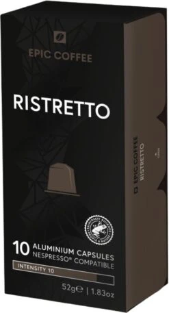 Koffiehuis 26 100 Capsules Epic Coffee - Ristretto - Nespresso® Compatible Aluminium Capsules - RFA Keurmerk - Doos 100 Stuks