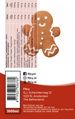 Fitcy | Koffiesiroop | Gingerbread | Barista Syrup | Zero | Vegan | Vetvrij | Suikervrij | Keto-vriendelijk | Koffie | Siroop | MET DOSEERPOMP | 1L -Koffiehuis 759x1200