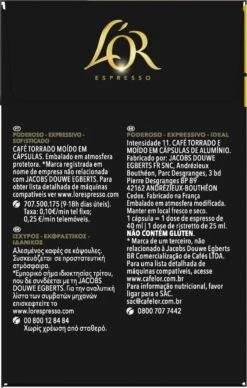 L'OR Espresso Ristretto Koffiecups - Intensiteit 11/12 - 4 X 40 Capsules -Koffiehuis 764x1200