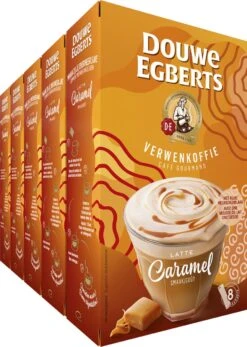 Nieuwe Producten 3 Douwe Egberts Verwenkoffie Latte Caramel Oploskoffie - 5 X 8 Zakjes