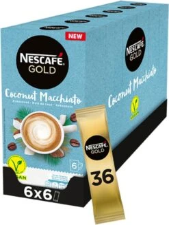 Nescafé Gold Coconut Macchiato Oploskoffie - 6 Doosjes à 6 Zakjes 10 Nescafé Gold Coconut Macchiato Oploskoffie - 6 Doosjes à 6 Zakjes -Koffiehuis 906x1200 1